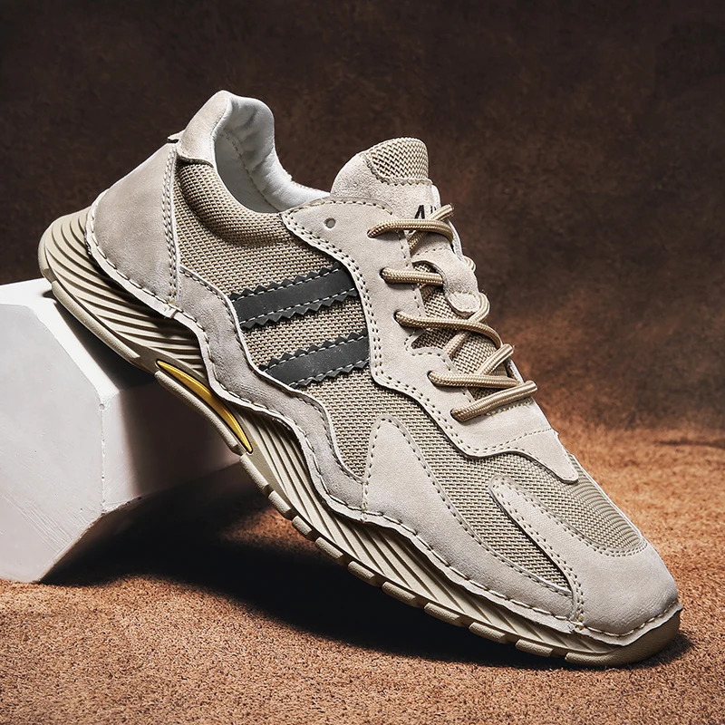 

Summer Men Oversized (39-47) Mesh Casual Sports Shoes Breathable Splicing Anti Slip Wear-resistant Comfortable Youth Hiking Shoe