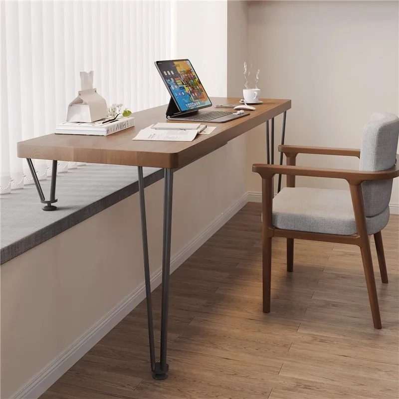 All solid wood home balcony computer desk student bedroom bay window double desk simple and modern