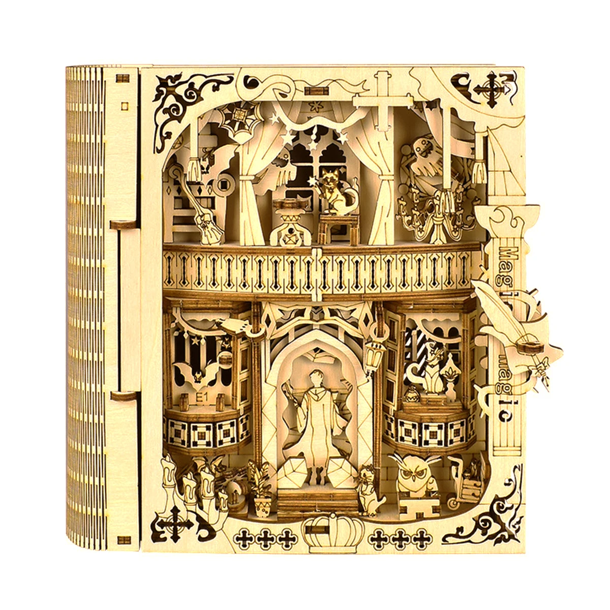 Houten puzzel Magisch boekmodel Massief hout DIY Handgemaakte 3D Stereopuzzel Geschikt voor desktopdecoratie Vakantie Verjaardagscadeau