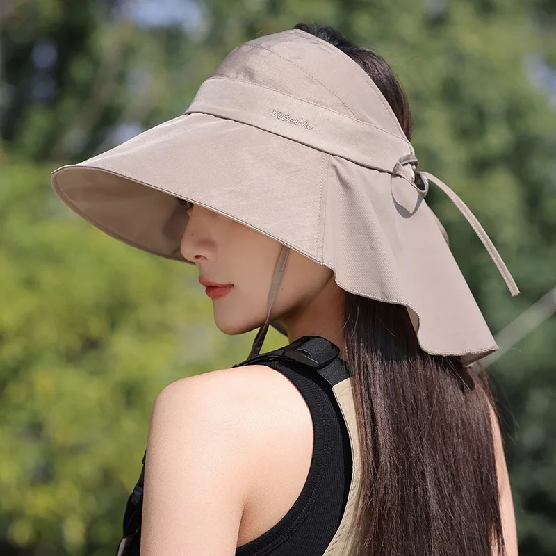 

wide-brimmed open-top sun hat suitable for summer covers face and neck breathable for outdoor cycling sun protection hat