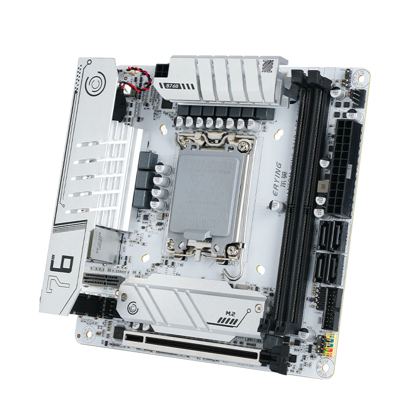 ERYING ITX B760i płyta główna do gier ARGB LGA 1700 115x rdzeń nośny 12/13/14th i9/i7/i5/i3/Pentium podwójny kanał DDR5 ramka biały