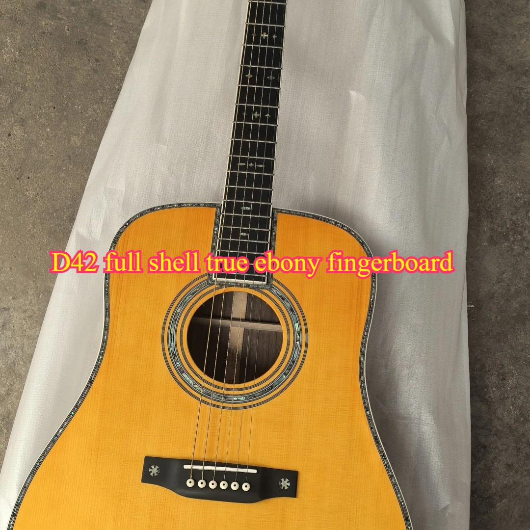 Hot Acoustic Guitar 41 Inch D42 Full Shell True Ebony Fingerboard Picea Asperata Body Beginner Delivery Included Unisex Gift