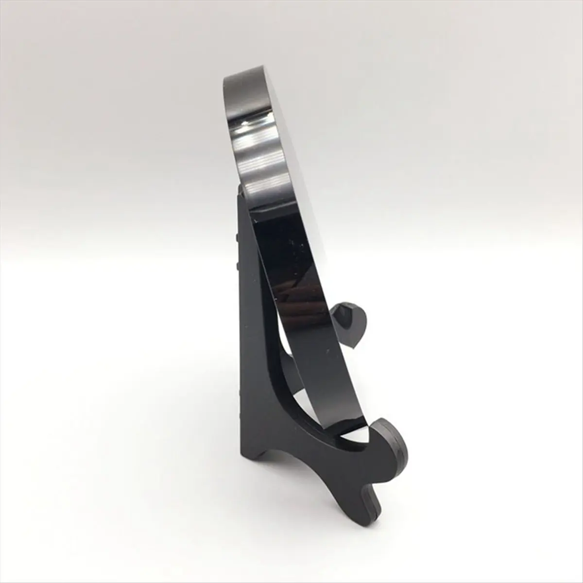 Nieuwe hoogwaardige natuurlijke zwarte obsidiaan scrying spiegel helende kristallen steen ronde plaat spiegel home decor met plank