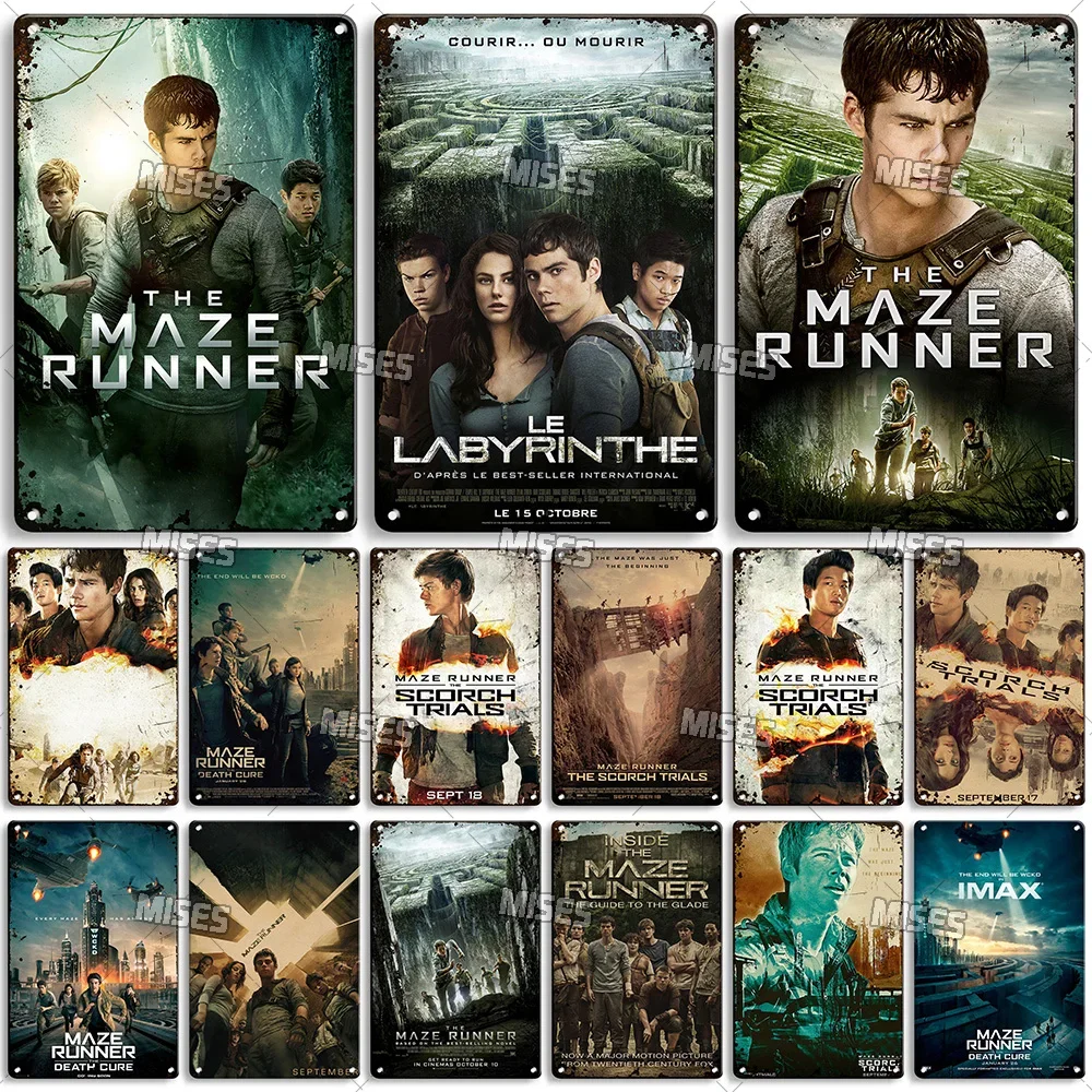 MISES The Maze Runner Old Movie Poster Wall Plate Home Cafe Metal Sign Wall Decor Garage Industrial Decor Vintage Metal Plaque