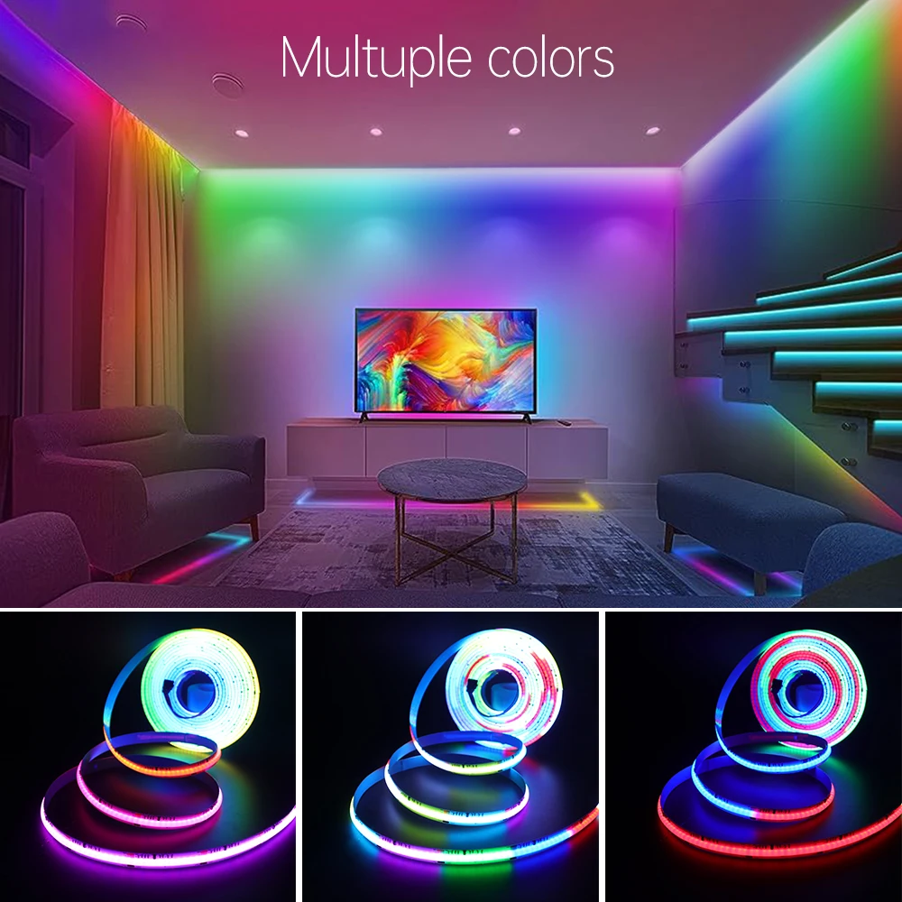 Tuya WiFi Smart WS2811 RGB COB LED Strip Light 12V 24V 720LEDs/m Addressable Pixel LED Tape Bluetooth LED Ribbon Bedroom Decorat