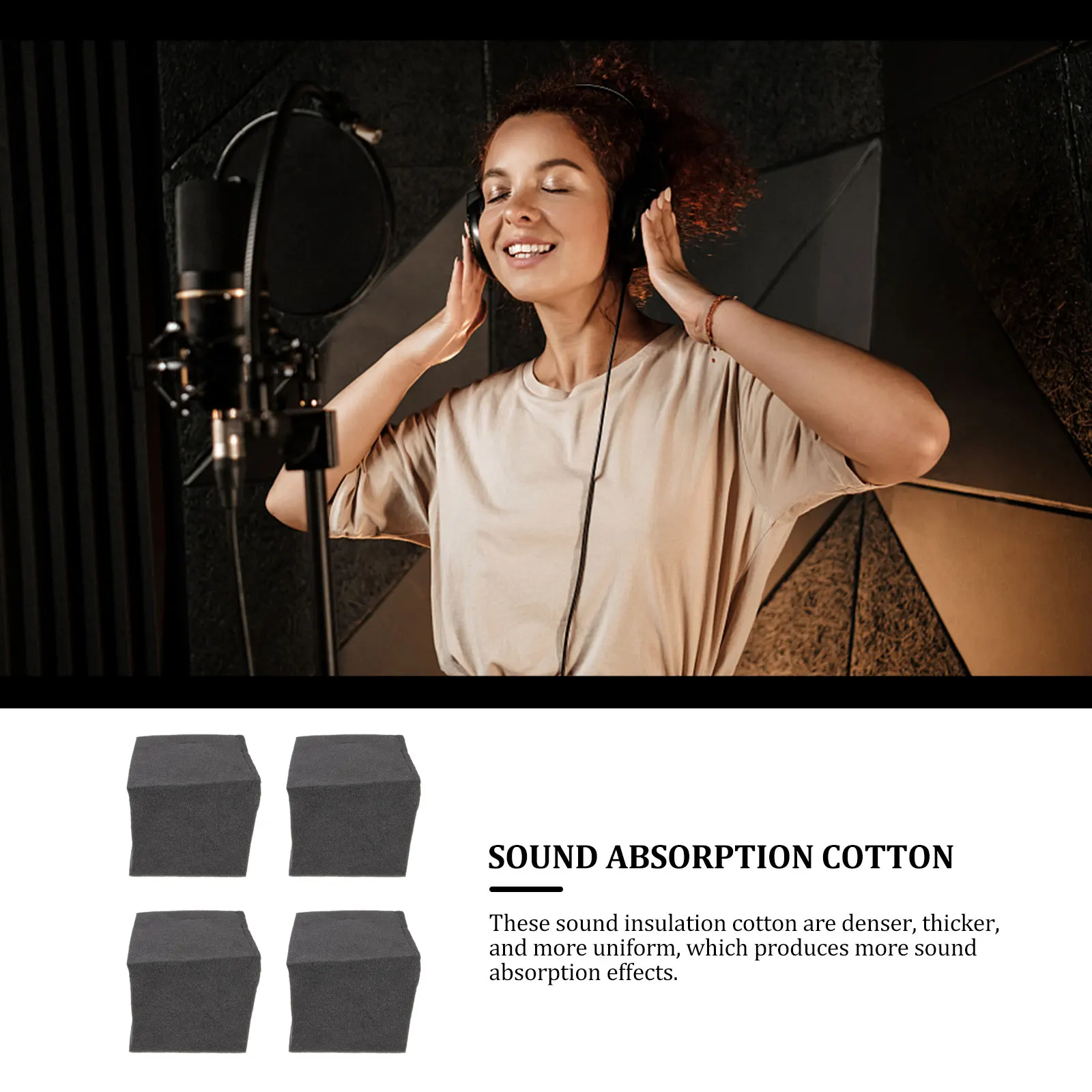 

4Pcs Sound Insulation Cotton High Density Thick Soundproofing Panels for Recording Studio Walls Ceilings