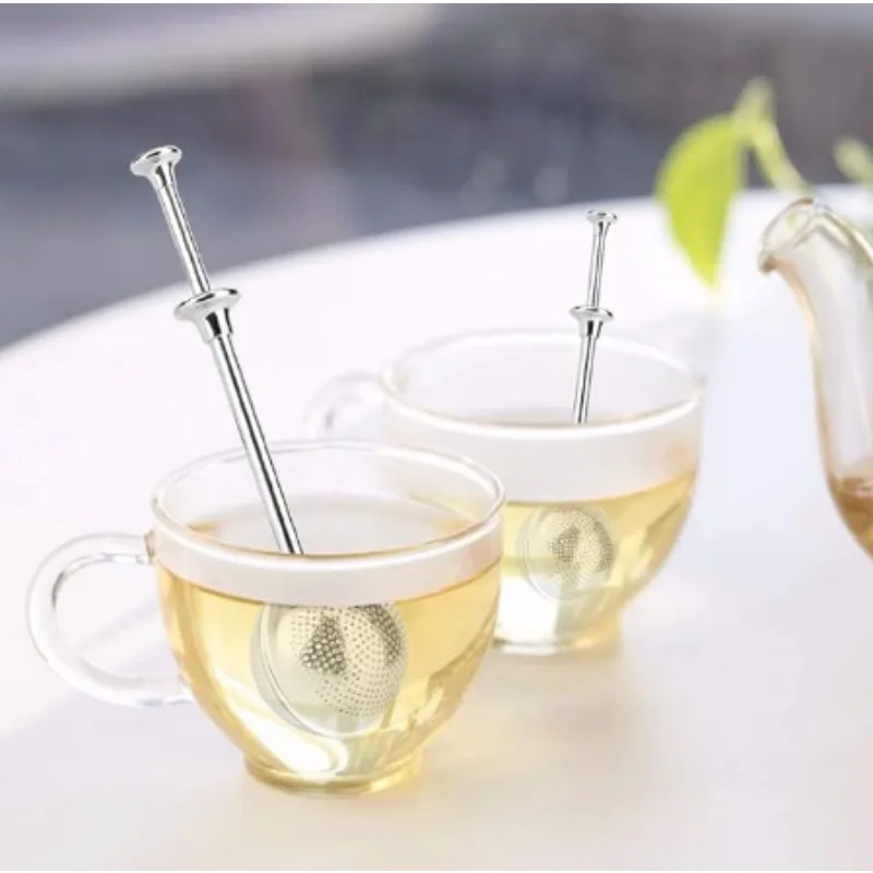 Portable and Convenient 304 Stainless Steel Filter Tea Ball Pressure Tea Brewing Device with Telescopic Home Drinking Function