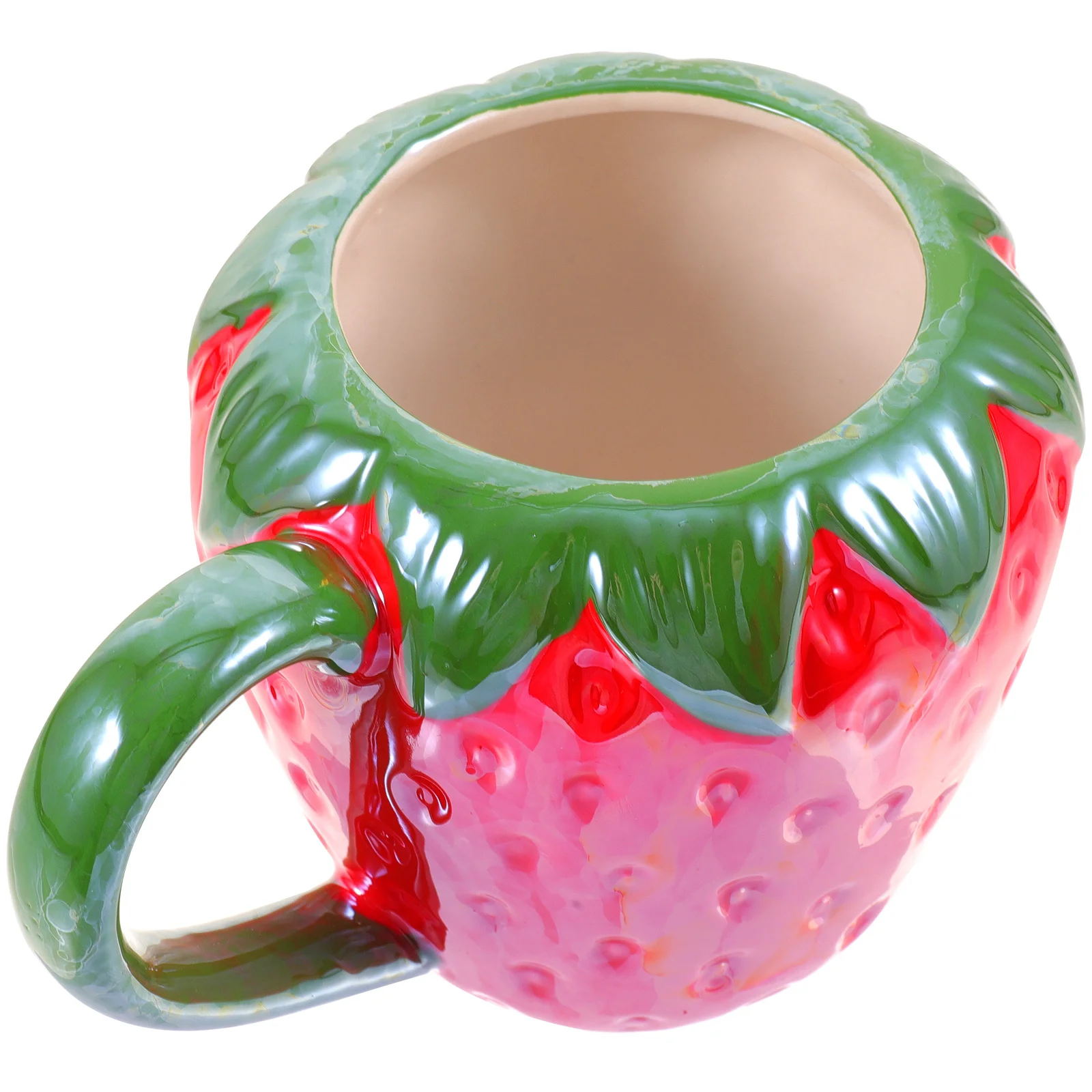 

Strawberry Ceramic Mug Portable Handle Multi Use Coffee Cup Milk Drink Container Beverage Mug for Kitchen Breakfast