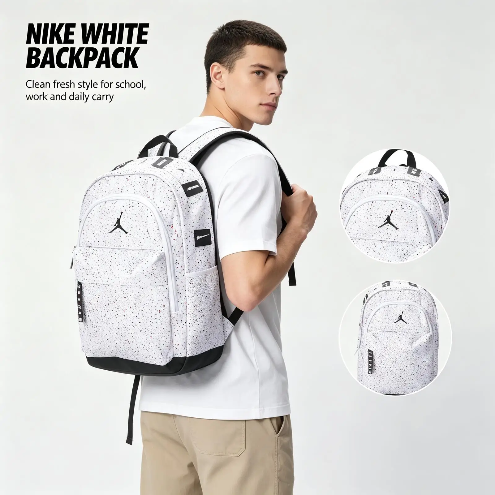 Nike Men's Women's Sports Travel Bags, Trendy Casual Backpacks, Bags For Middle And High School Students JD2133032GS-008