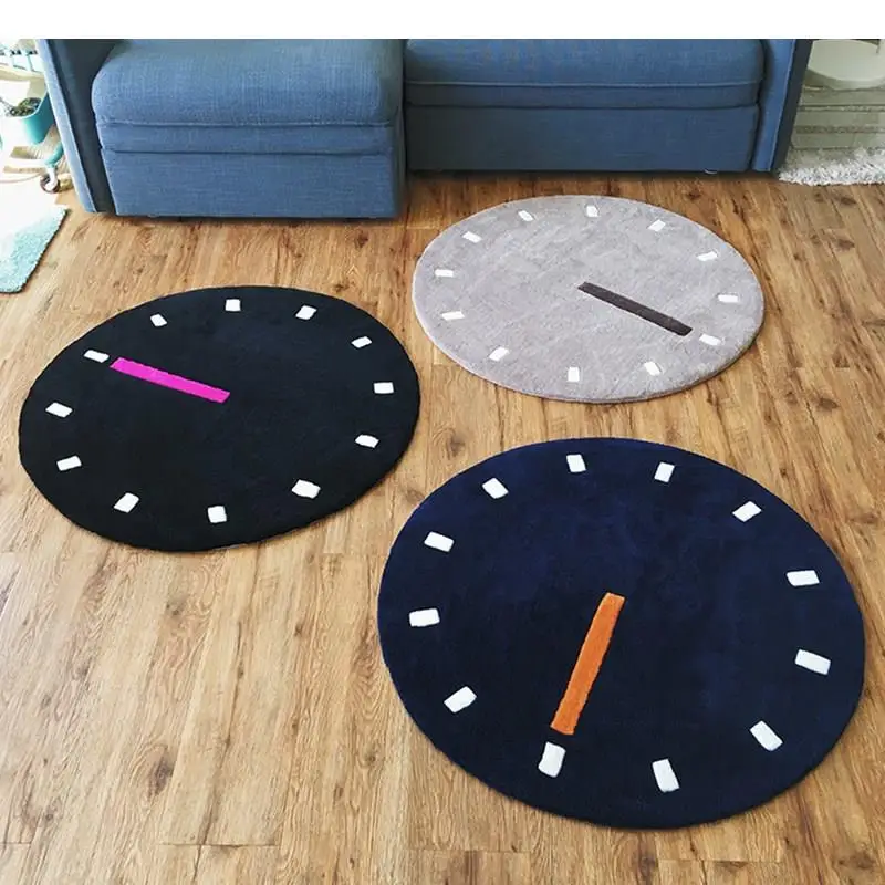 Modern Concise Acrylic Large Carpet For Living Room Bedroom Rug Black clock design fashion custom fitting mat