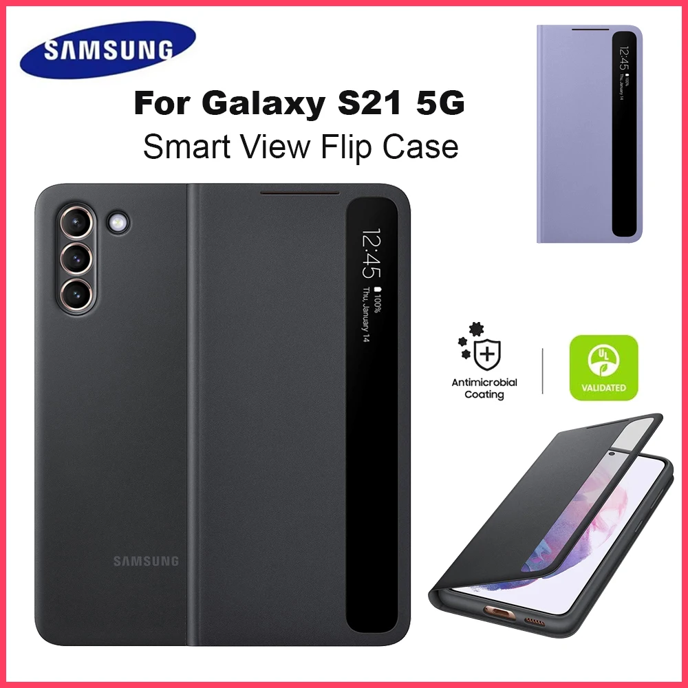 Para Samsung Galaxy S21 5G Smart View Flip Mirror Case Galaxy S21 Clear View Cover LED Cover S-View Cases EF-ZG991