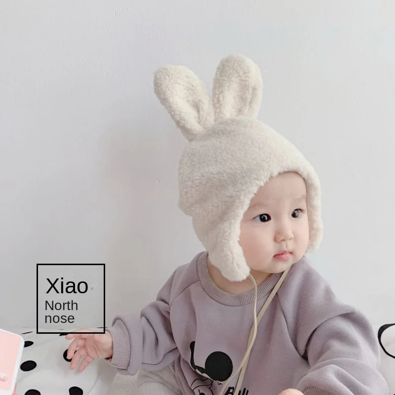 Cute Cartoon Bunny Ear Caps For Kids Winter Warm Hat Toddler Baby Kids Solid Color Kids Boy Girl Earflap Hats Bonnet Gorras