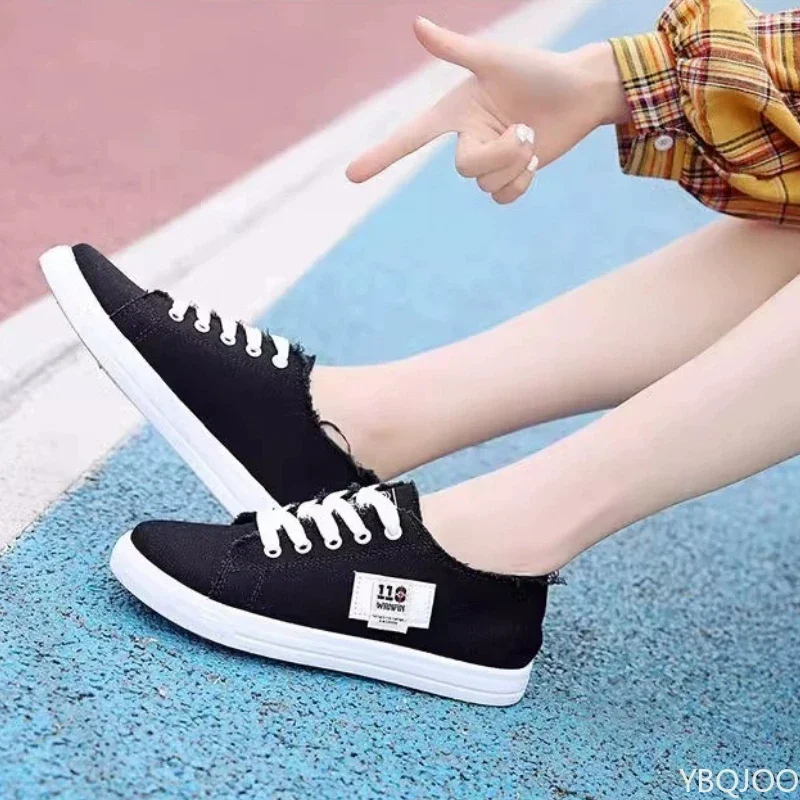 

Ladies Versatile Canvas Shoes New Casual Comfort Shoes Student White Sports Flat Fashion Light Women's Sneakers Zapatos Mujer