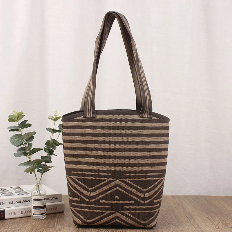 Luxury Bags Women Beach Shoulder Bag Fashion Design Canvas Geometry Stripe Tote Personalized Bag Cotton Bag Shopping Handbags