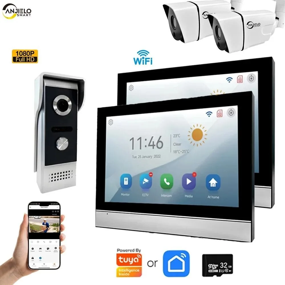 

ANJIELO SMART Video Entry Phone Wired Intercom for Home Assistant Automatic Doorman Phone Security Protection