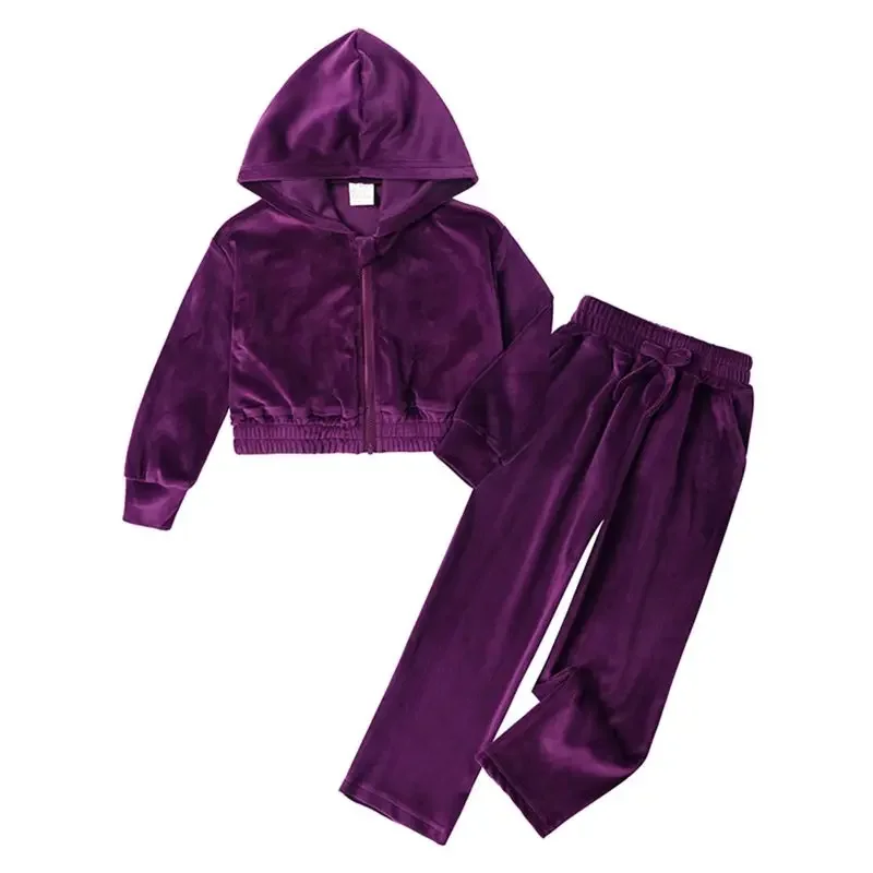 

1-14 Years 2pcs Kid Boy Girl Sport Se Children Hoodie Tracksuitt Autumn Winter Solid Color Graphic Sweatshirt Pant Suit