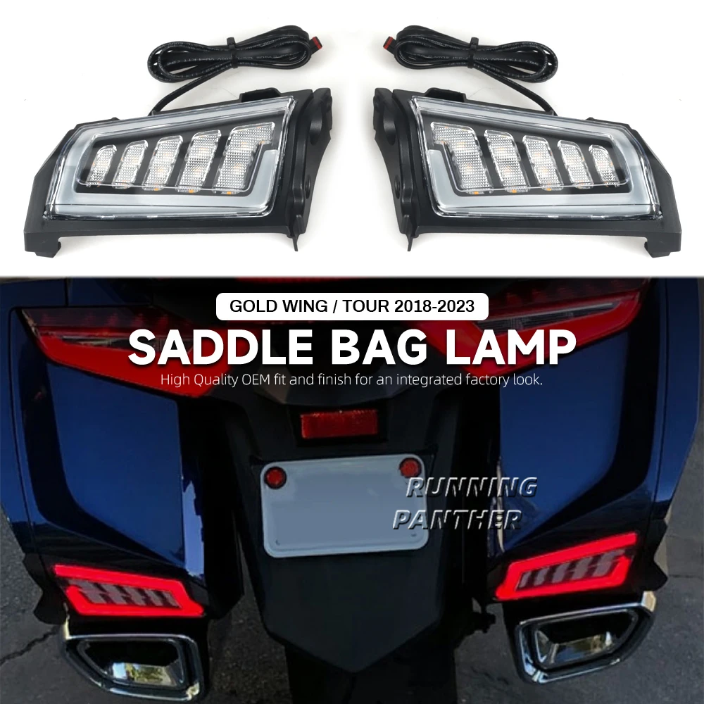 Motorcycle Rear Saddlebag Saddle Bag Turn Signal LED Lights Lamp For Honda Goldwing Gold Wing GL1800 Tour 2018-2023 2022 2021 