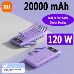 Xiaomi 120W Built-in Cable Super Fast Power Bank Capacity 20000mah Digital Display Portable External Battery For Iphone Huawei