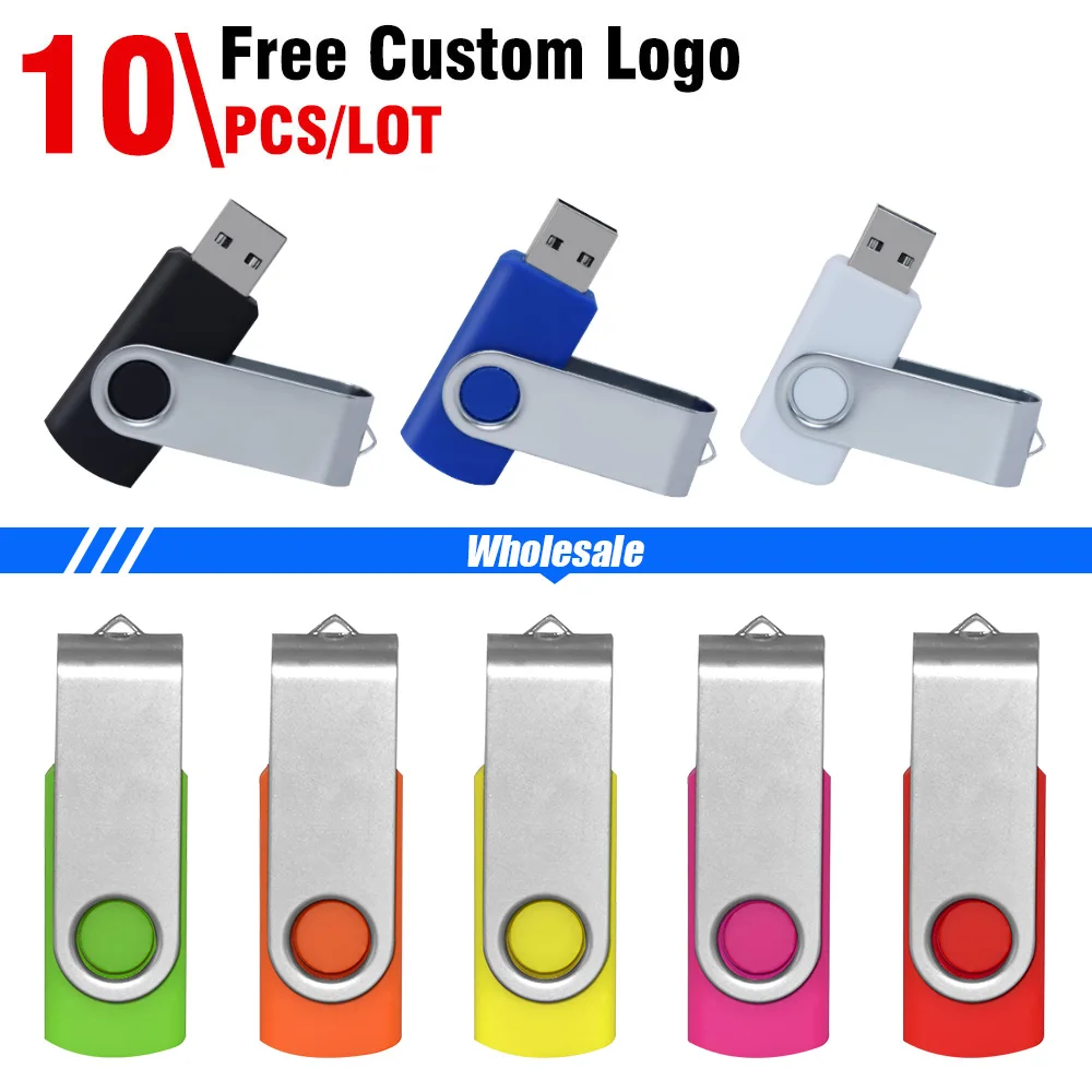 

10pcs/lot wholesale price metal usb 2.0 flash drive 4GB 8GB 16GB usb pendrive 32GB 64GB usb memory stick Custom logo gifts