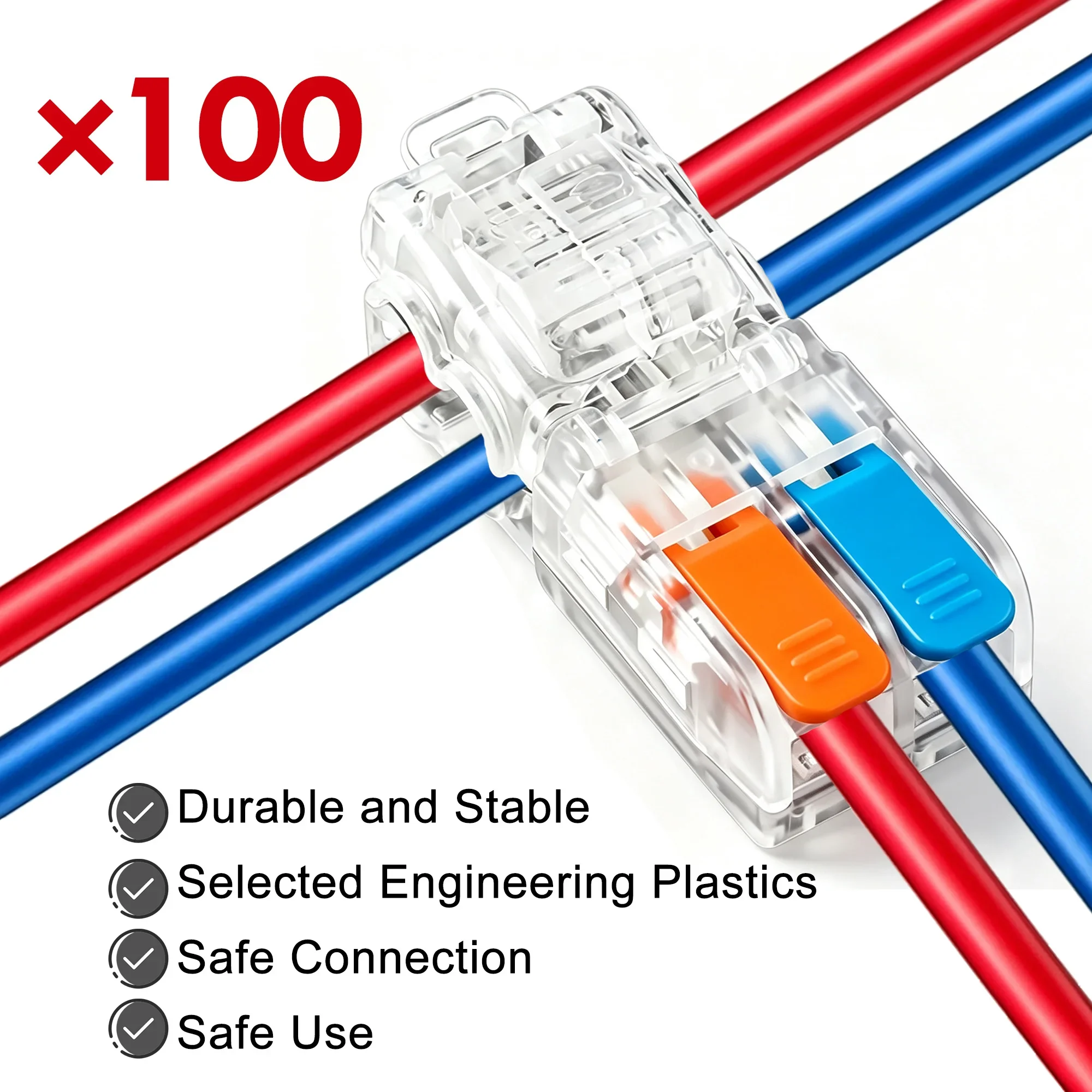 JINH 2 In 2 Out Lever Type Wire Connector Non Stripping Electrical Terminal Block for Quick Splicing Cable Connectors 0.2-4mm²