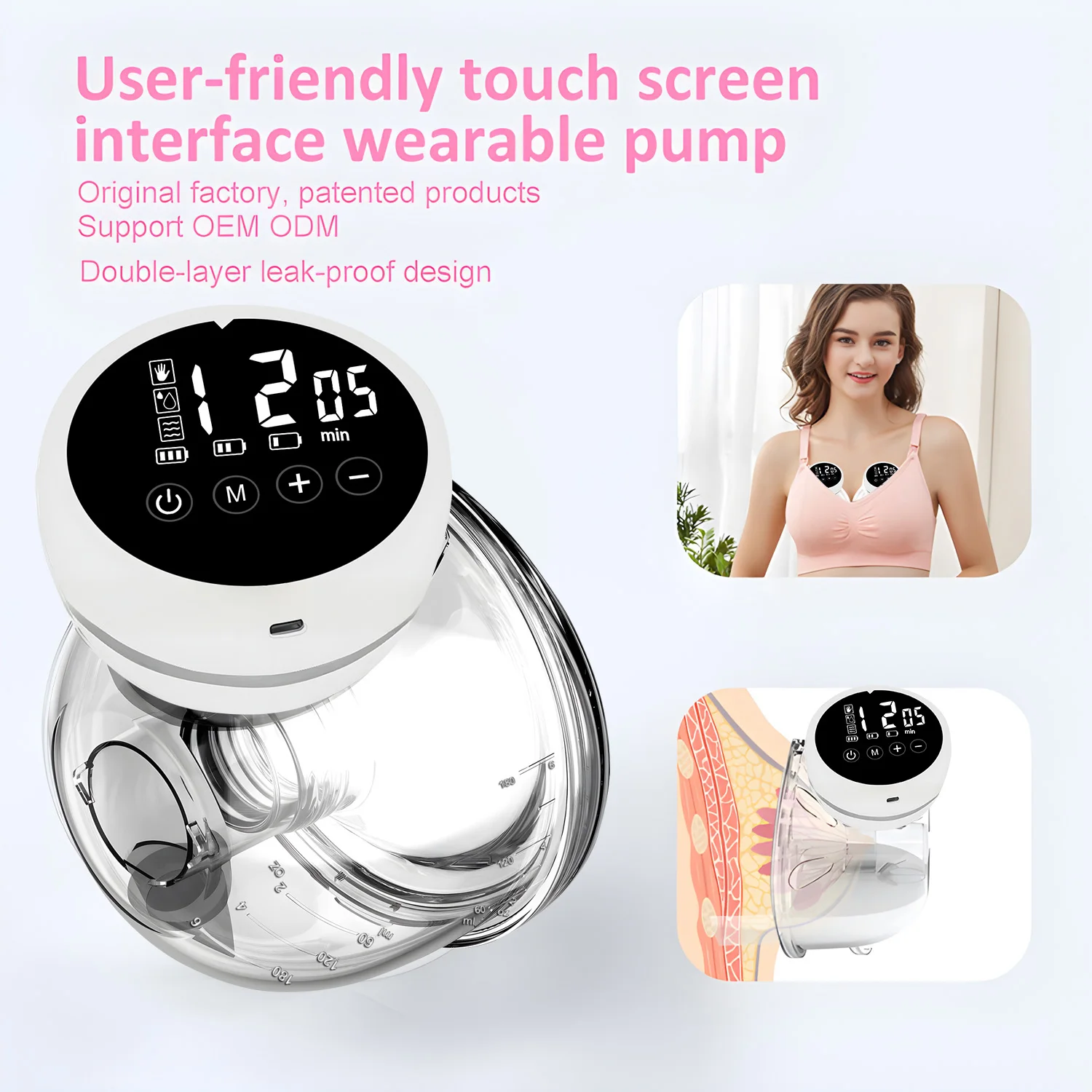 

2026 New Hot 19/24mm Electric Breast Pump Portable Hands-Free Wear-Resistant Breast Pump Quiet And Comfortable Breast Pump