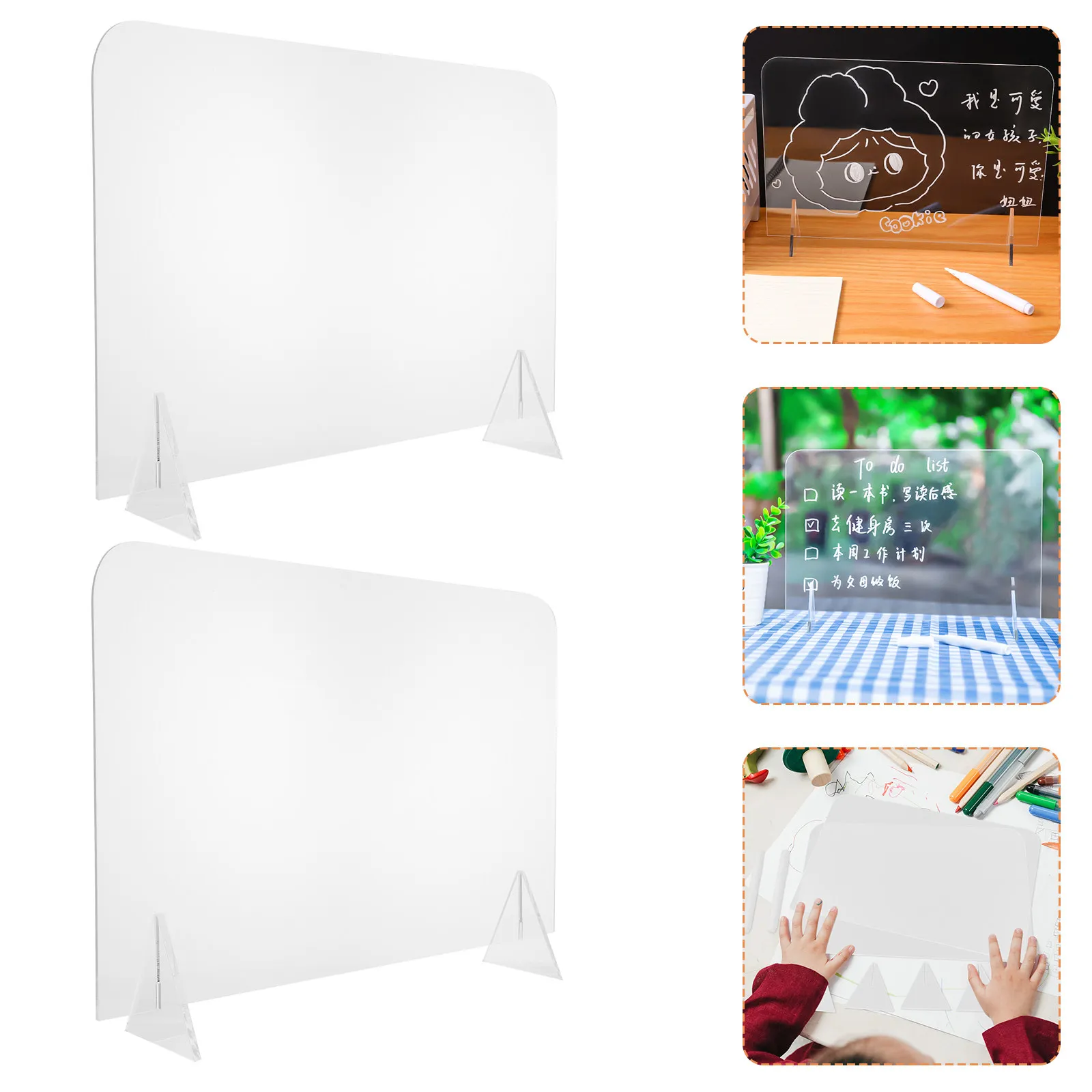 5Pcs Acrylic Transparent Writing Boards Foldable Desktop Whiteboards for Office Home Restaurant Hotel Memo Board