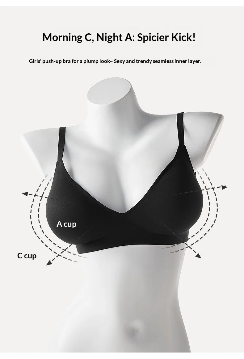 Hot Selling New Women's Seamless Back Bra with Small Chest Gathered and Lifted, Collection of Accessory Bras Without Steel Rings