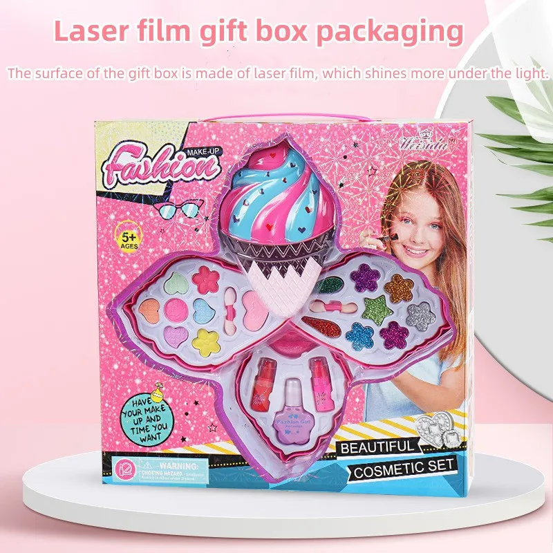 Girl Ice Cream Cosmetics Princess Cosmetics Box Ice Cream Box Lipstick Children\'s Toys Children\'s Games Baby Cosmetics Set