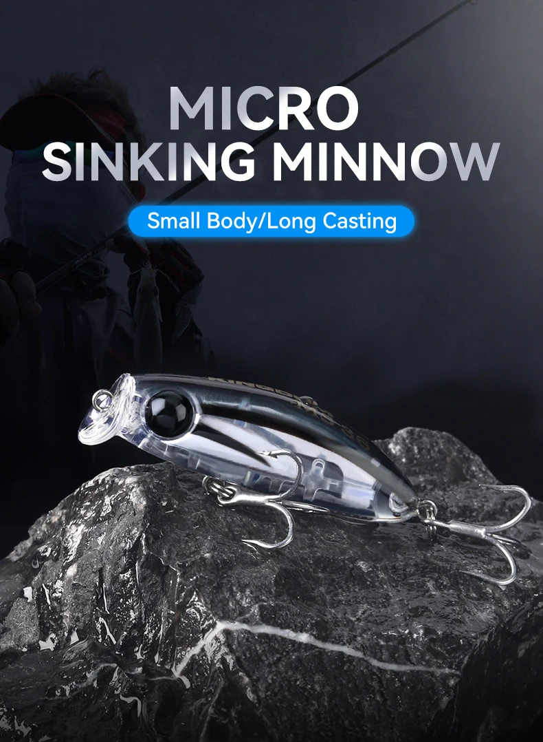 Kingdom Micro Minnow-Köder, 2,6 g, 36 mm, Kunststoff, künstlicher Köder, sinkende Minnow, harte Köder für Barsch, Hecht, Forellenangeln – Detail 2