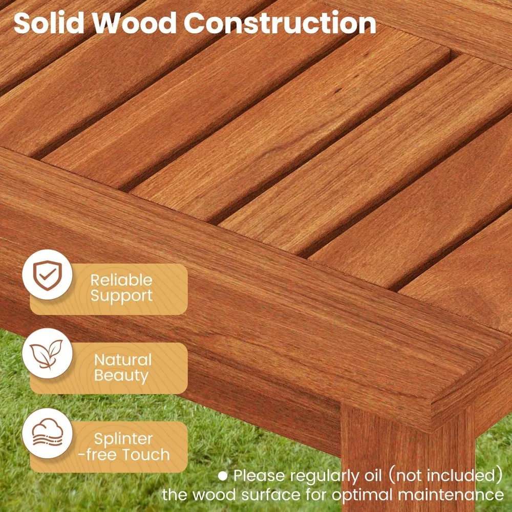 مقعد فناء خشبي بدون ظهر لشخصين للحديقة الخارجية والشرفة الأمامية لتناول الطعام #6