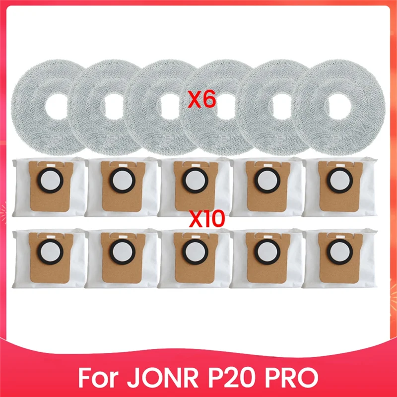 For JONR P20 PRO Vacuum Cleaner Dust Bag Mop Cloth Efficient Microfiber Spare Cleaning Accessories Kit 16PCS
