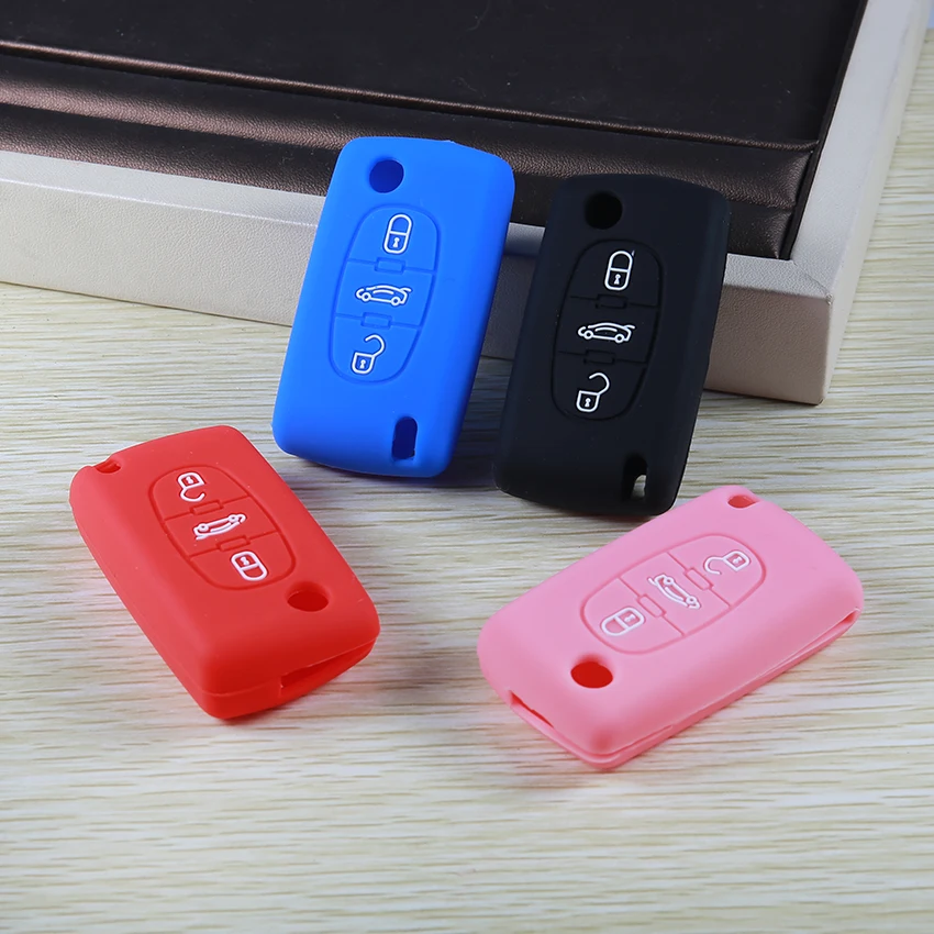 Xinyuexin Silicone Car Key Cover FOB Case for Peugeot 208 207 3008 308 408 407 307 206 Flip Remote Hold Protection Car Accessory
