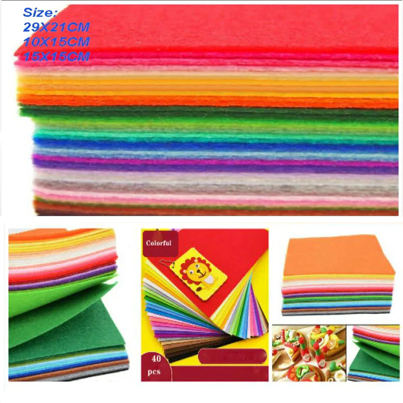 10/40pcs 29X21CM10X15CM15X15CM Colorful Fabric Polyester Cloth Felts Home Sewing Wedding Decoration Doll&Craft Thick Home Decor