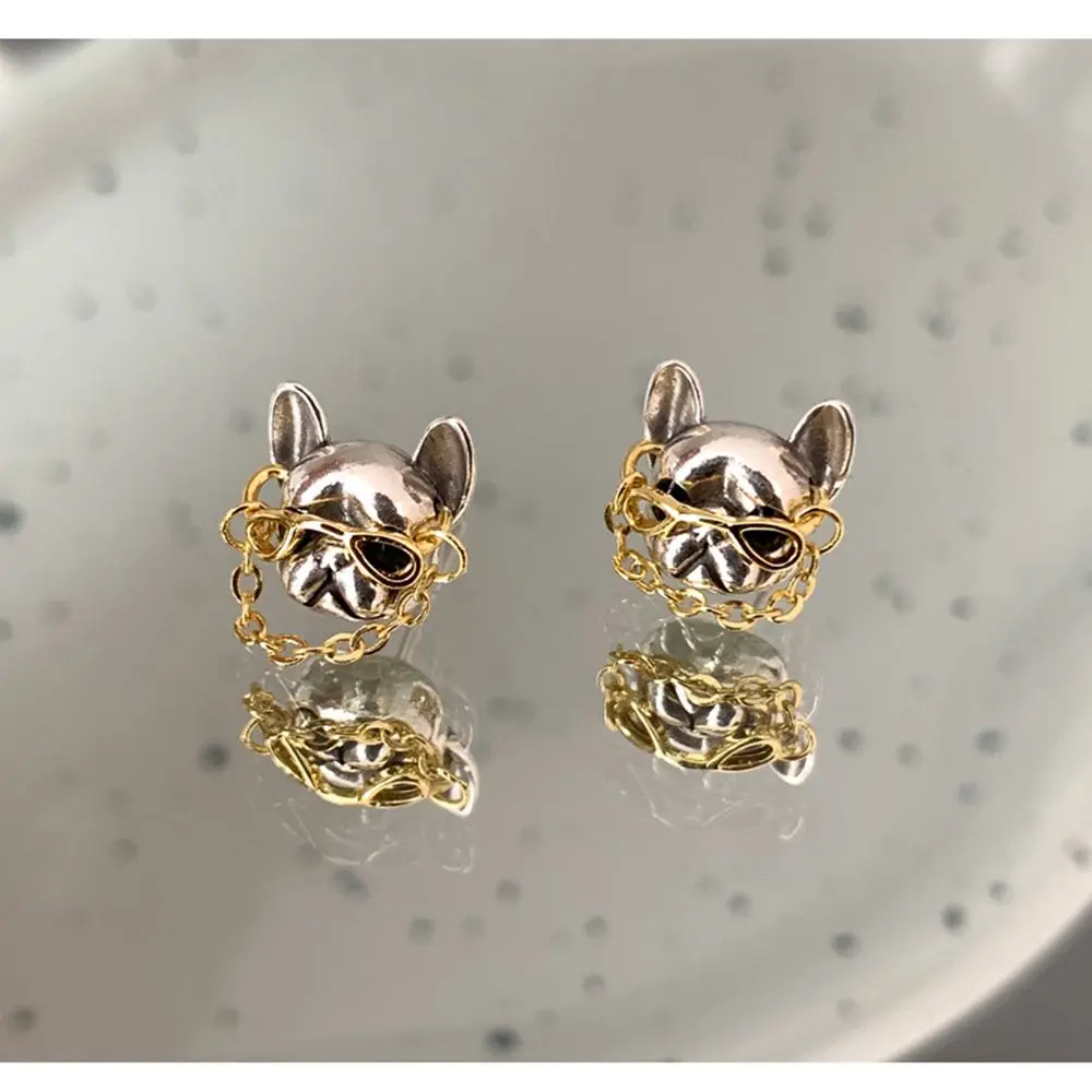 Boucles d\'oreilles à tige de bouledogue français pour femmes et filles, bijoux de fête, style hip hop, créatif, drôle, mignon, cadeaux de Noël