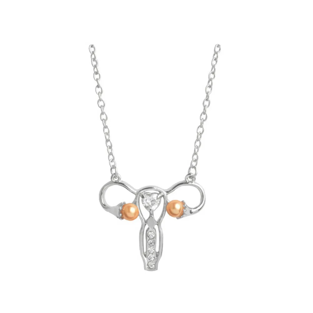 2Pcs Womb Necklace for Women Elegant Doctor Nurse Gift Creative Anatomy Pendant Jewelry for Birthday Wedding Valentine's Day