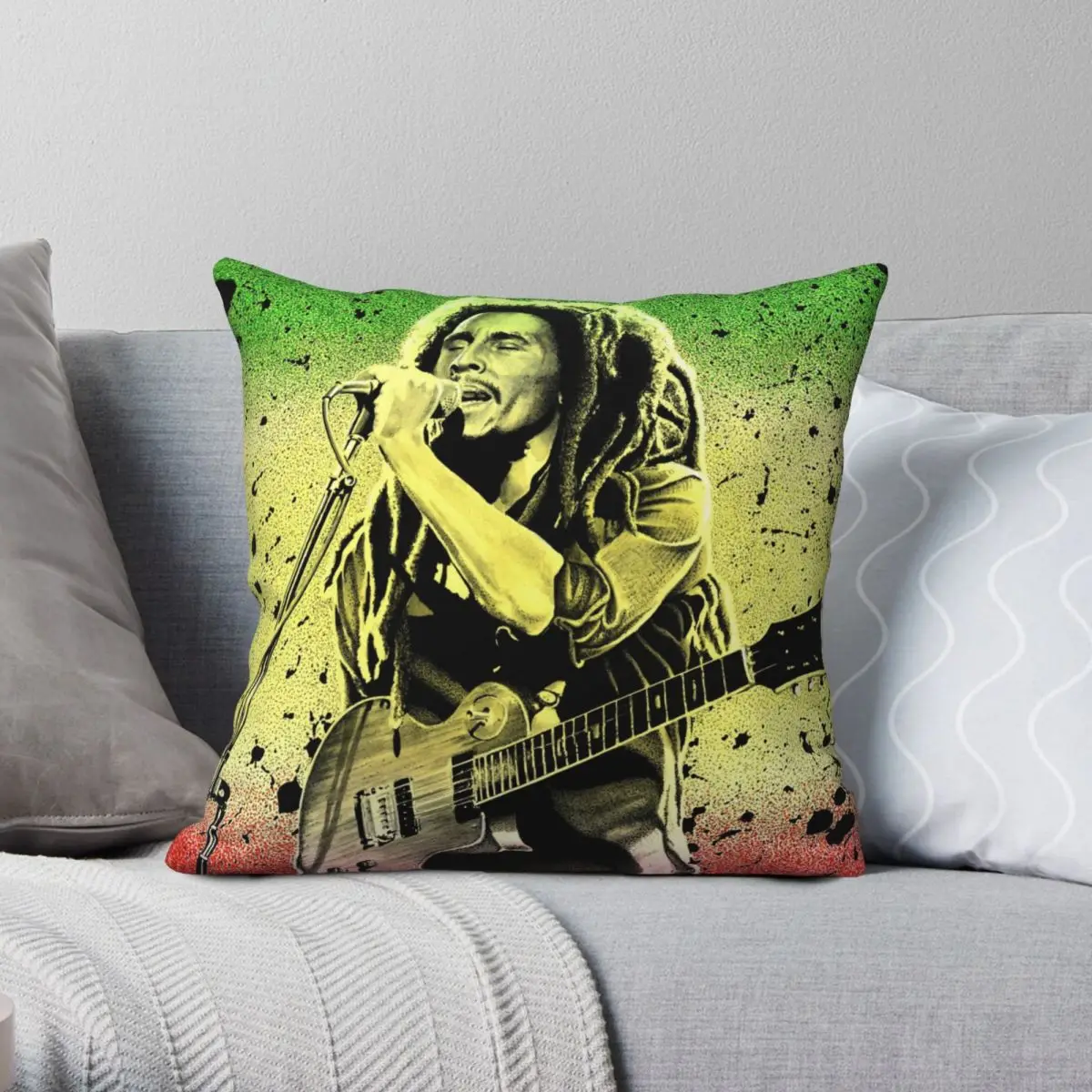 

Bob Marley Art Pillowcase Polyester Linen Velvet Printed Zip Decor Home Cushion Case