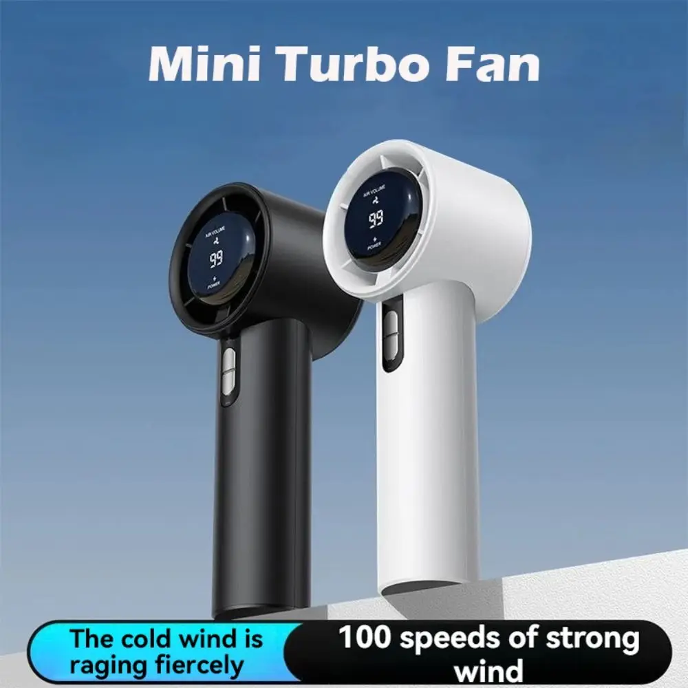 New Portable Handheld Fan 100 Winds Speeds Led Display Mini Fan Adjustable USB Charging Cooling Fan Outdoor