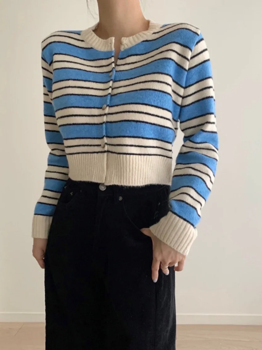 

Alien Kitty универсальные полосатые свитера женские для кемпинга тонкие полоски 2025 новые нежные вязаные повседневные свободные Mujer с длинными рукавами осень