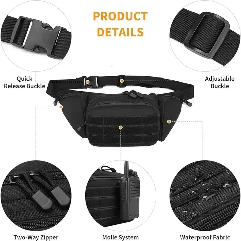 Pacote de cintura tático para homens, Nylon Body ypack, Bolsa telefônica para caminhadas, esportes ao ar livre, Armygreen, caça, escalada, cinto de acampamento, sacos de airsoft CS