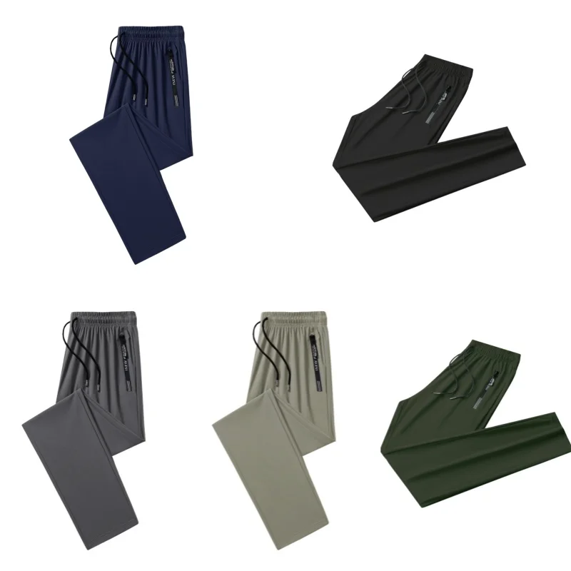 

Men's Lightweight Ice Silk Jogging Pants Breathable Quick-drying Casual Pants Oversize Sports Football Sweatpants Man Trousers
