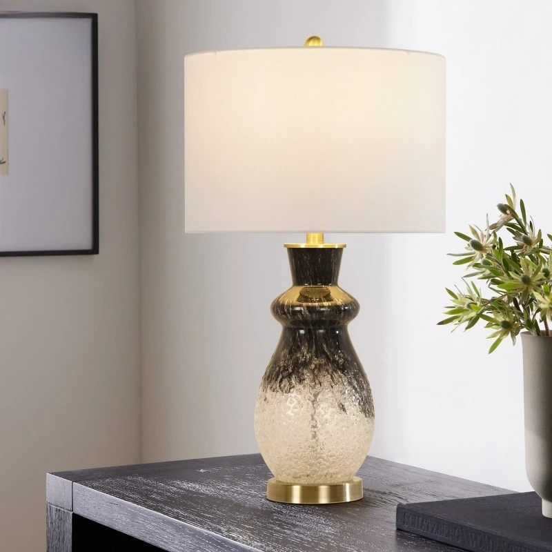 

Modern Creative Glass Table Lamp Fabric Lampshade Villa Living Room Bedroom Bedside Study Hotel Luxury Fashion Indoor Desk Light