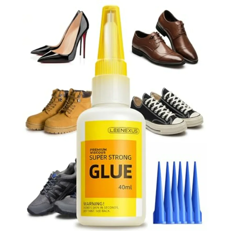 Super and Cement for s 40ML CA Heavy Duty Instant Bond, Waterproof Clear Sole Repair for Sneakers, Heels, Boots, Sandals, Tenni