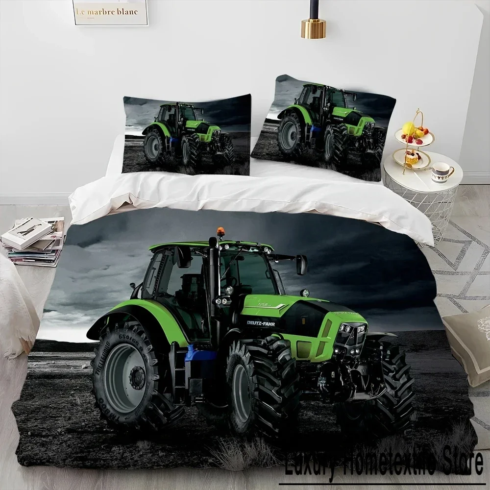 3D Car Tractor Truck Series Comforter Bedding Set,Duvet Cover Bed Set Quilt Cover Pillowcase,King Queen Size Bedding Set Kids 3D