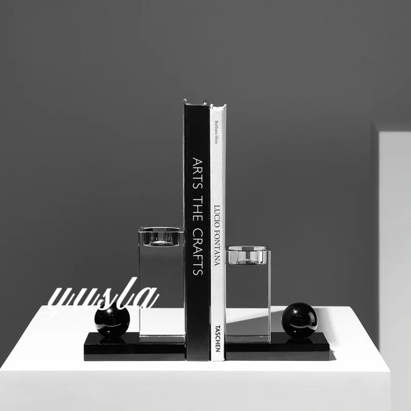 Light luxury crystal bookends, book supports, decorative items for office, TV cabinet, sales department, soft furnishings