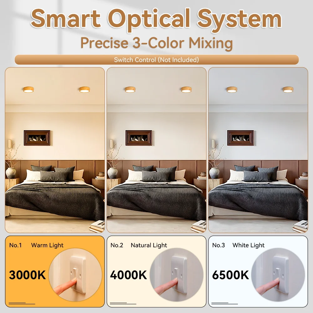 Ultra-Thin Downlight 3 Color Memory Ceiling Light Surface Mounted Spotlight for Bedroom Corridor Home Decor Panel Lighting 220V