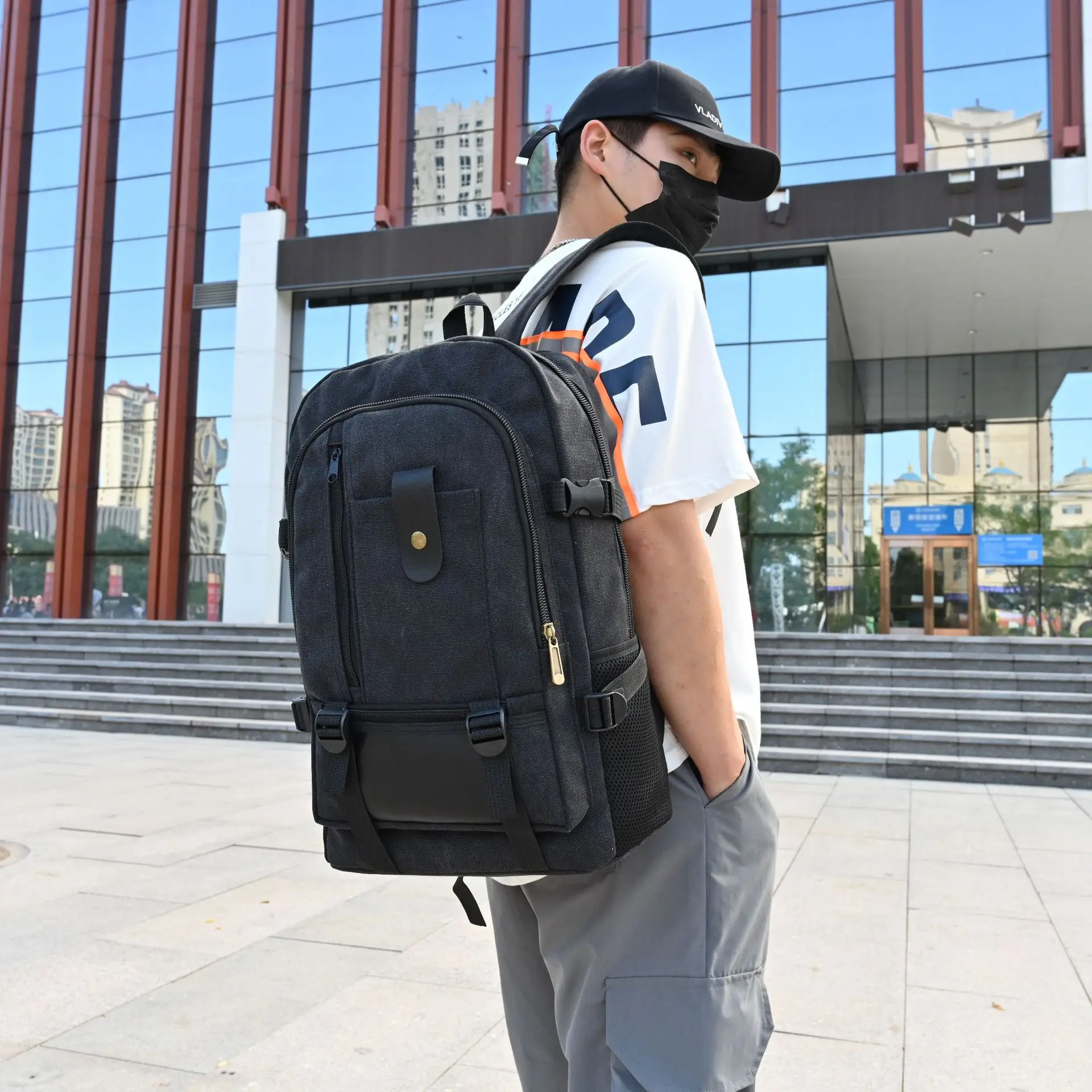 Mochila de viaje táctica militar para hombre, bolsa de alpinismo de lona de gran capacidad para acampar al aire libre, bolsa para ordenador