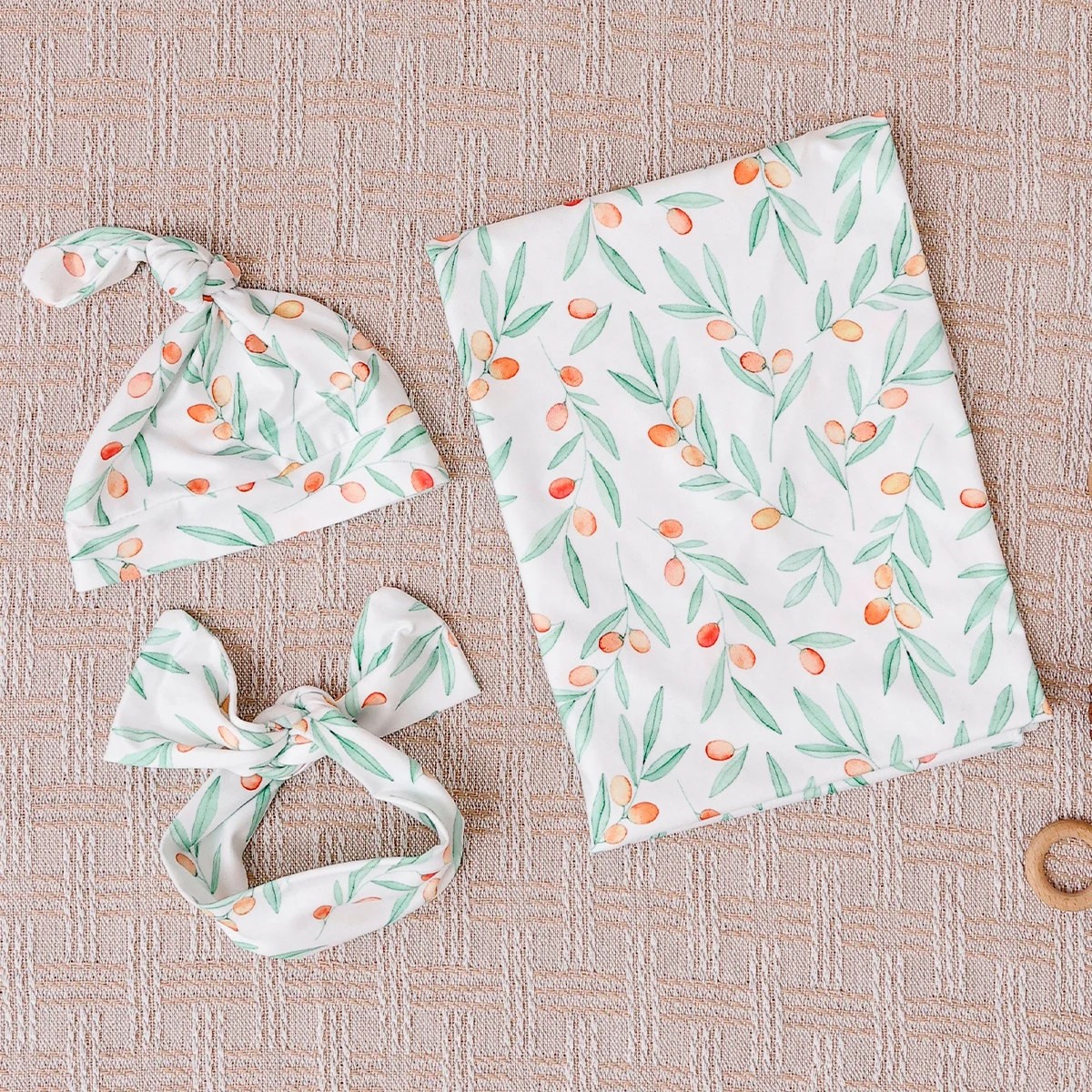 

Kangobaby #My Soft Life# New 3pcs Set Baby Headscarf Hat And Blanket Soft Breathable Newborn Wrap