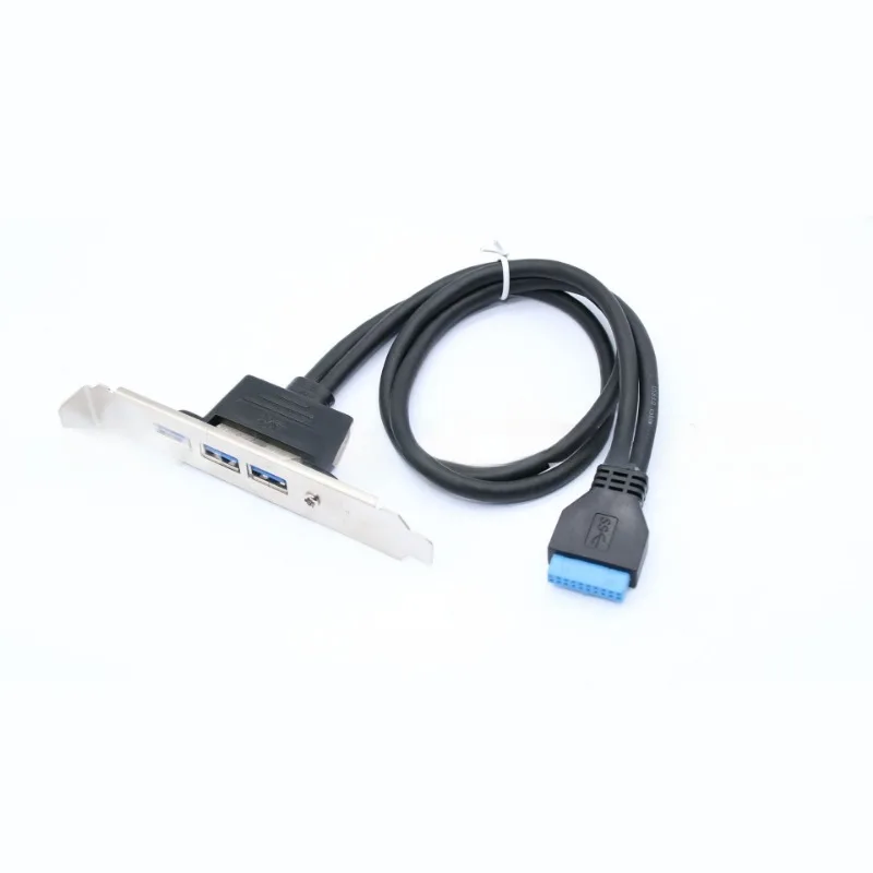 2 Ports USB 3.0 Female Back Panel To Motherboard 20pin Header Connector Cable Adapter with PCI Slot Plate Bracket 0.5m