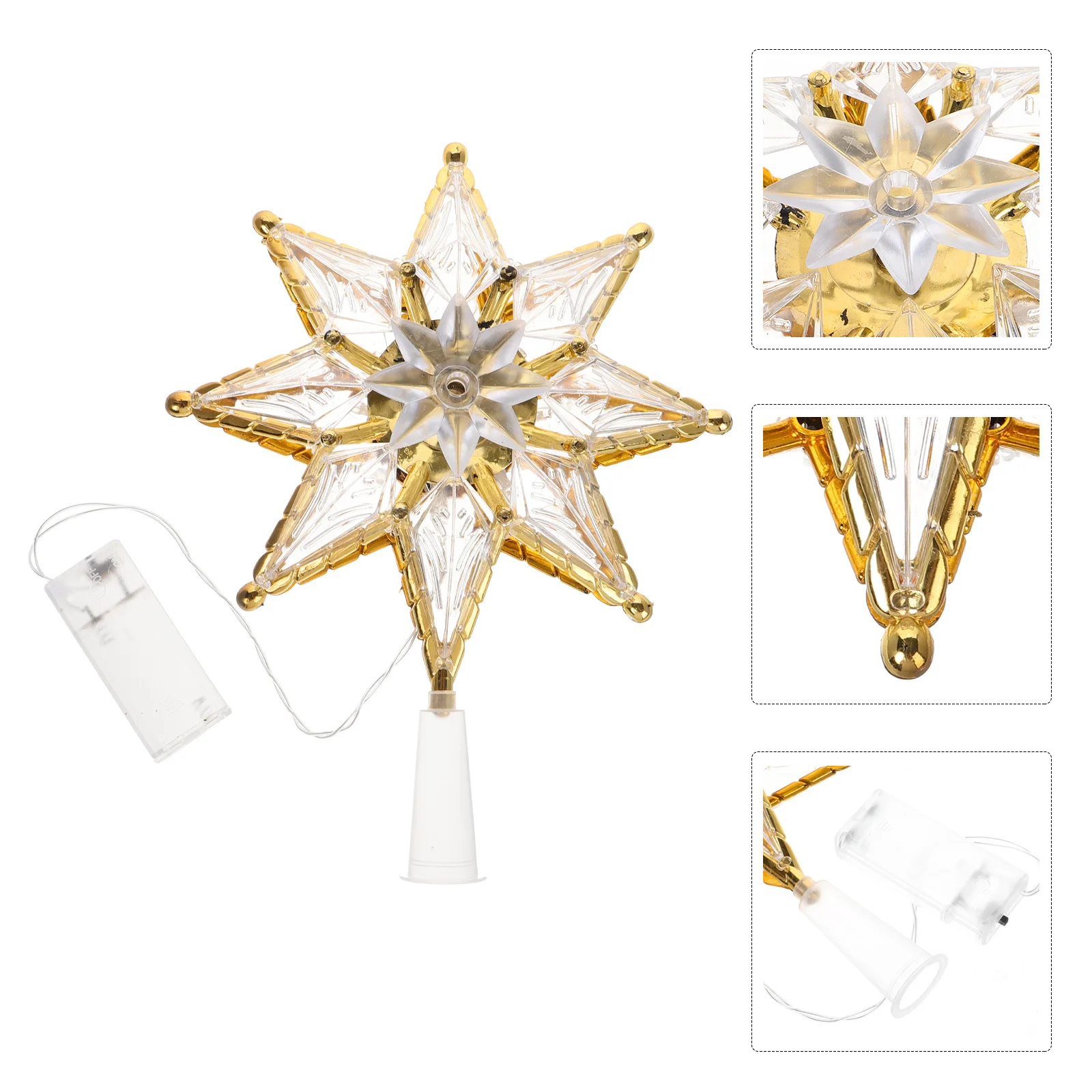 

Large Lighted LED Five- Tree Topper Unique Christmas Tree Ornament Xmas Decoration Star Window Lights Christmas