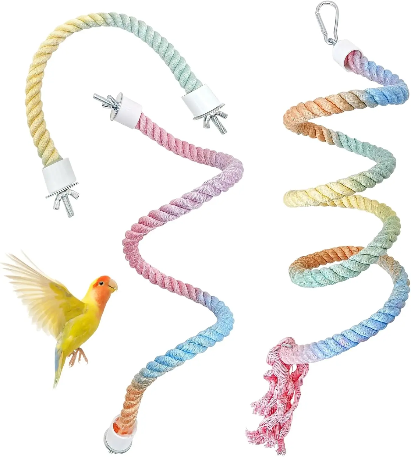 

3 Pcs Bird Rope Perches Gradient Colorful Bendable Climbing Rope Ladders Swings Toy Parakeet Cage Accessories for Parrots